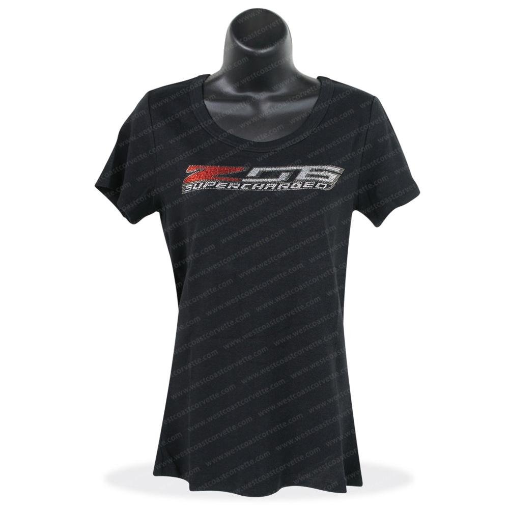 C7 Corvette Z06 Supercharged- Ladies Rhinestone Scoop Neck Tee