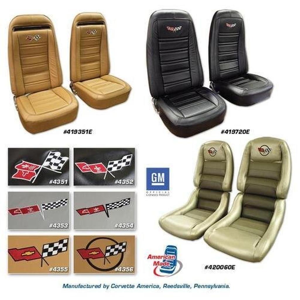 Corvette Embroidered Leather Seat Covers. Cinnabar 100%-Lthr 4--Bolster: 1981