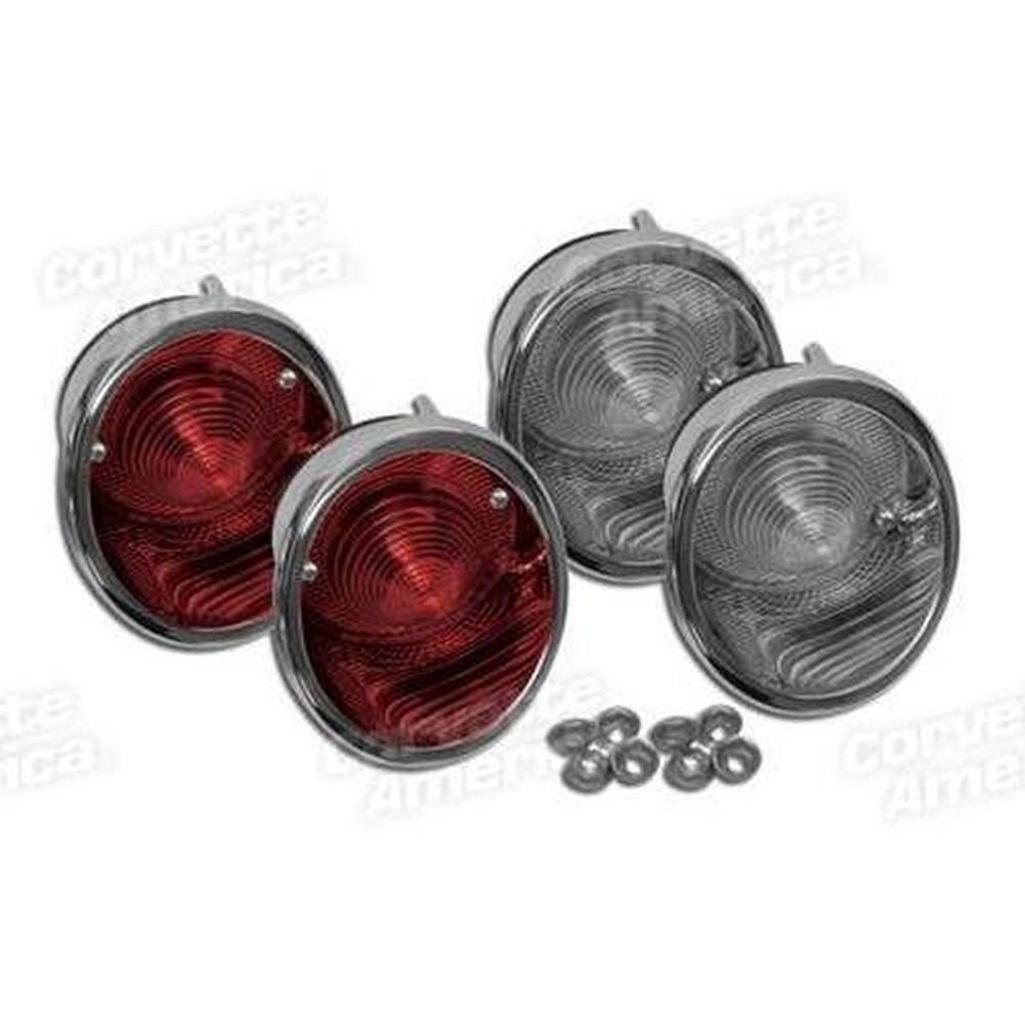Corvette Taillights. W/Backup Lights 4 Piece Set (Trim Parts): 1963 ...