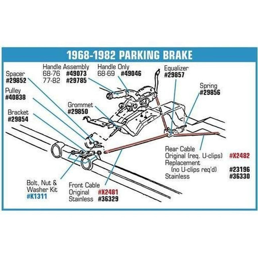 1968-1979 Corvette C3 Park Brake Cable Pulley Bracket - Weld To Frame