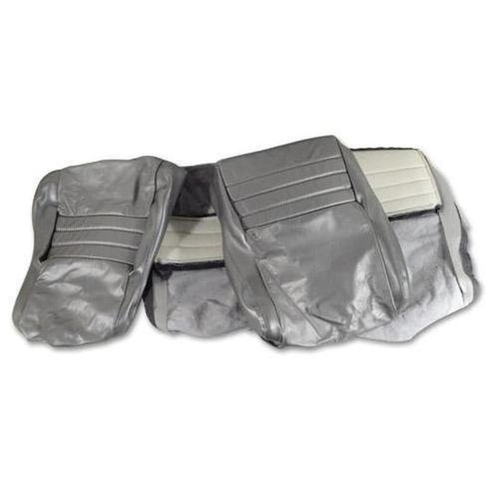 Corvette Leather Seat Covers. Silver Leather/Vinyl Original 2--Bolster: 1981