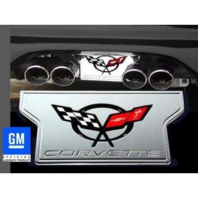 LM-IMAGE-14808391-Corvette Exhaust Plate with C5 Emblem - Billet Aluminum Chrome (97-04 C5 / C5 Z06),Exhaust