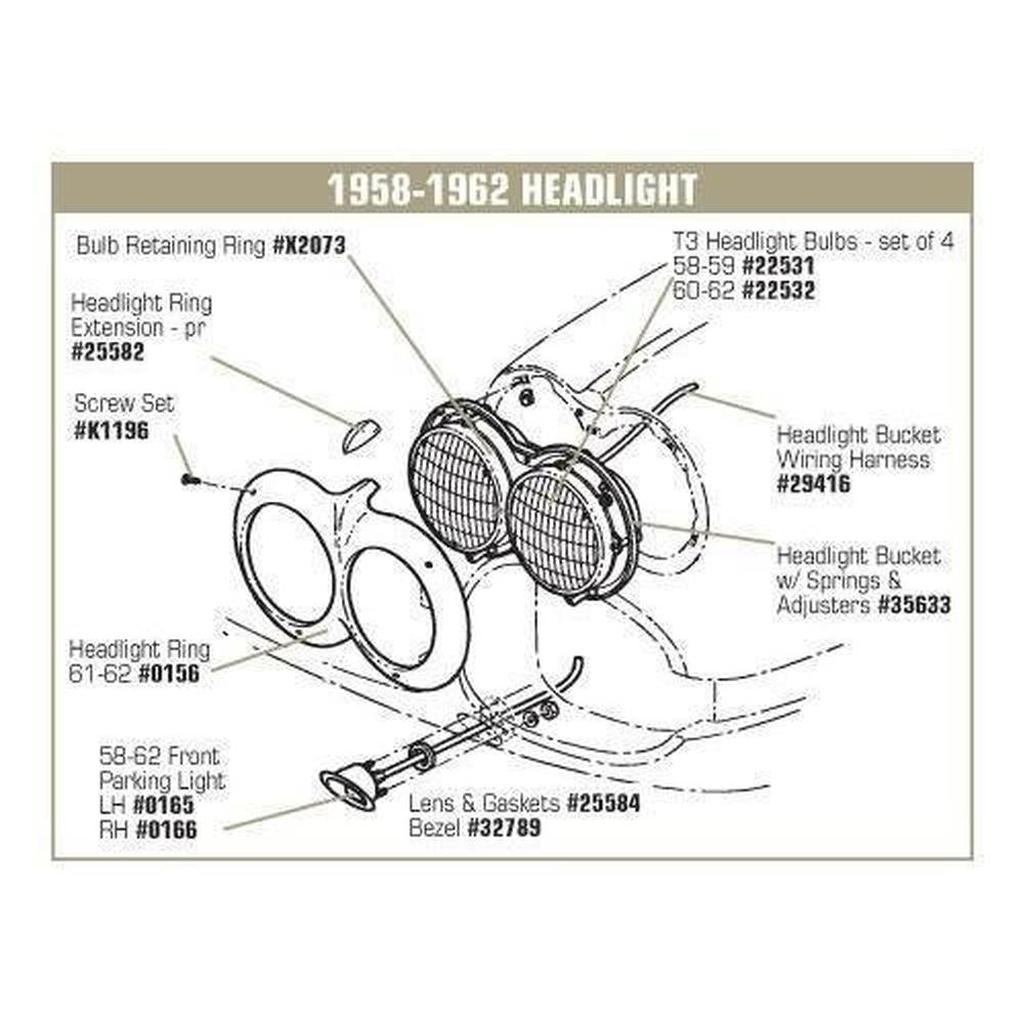 Corvette Headlight Ring Bracket Mount Kit.: 1958-1962 – CorvetteGuys.com