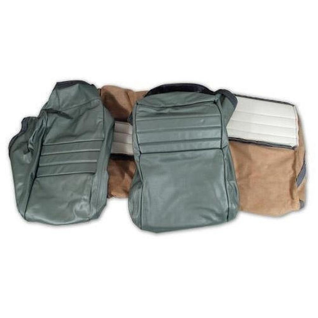 Corvette Leather Seat Covers. Silvergreen 100%-Leather 2--Bolster: 1982