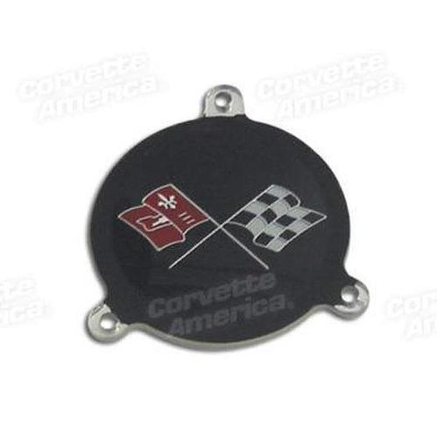 Corvette Emblem. Hubcap Spinner W/White Upper LH: 1965-1966