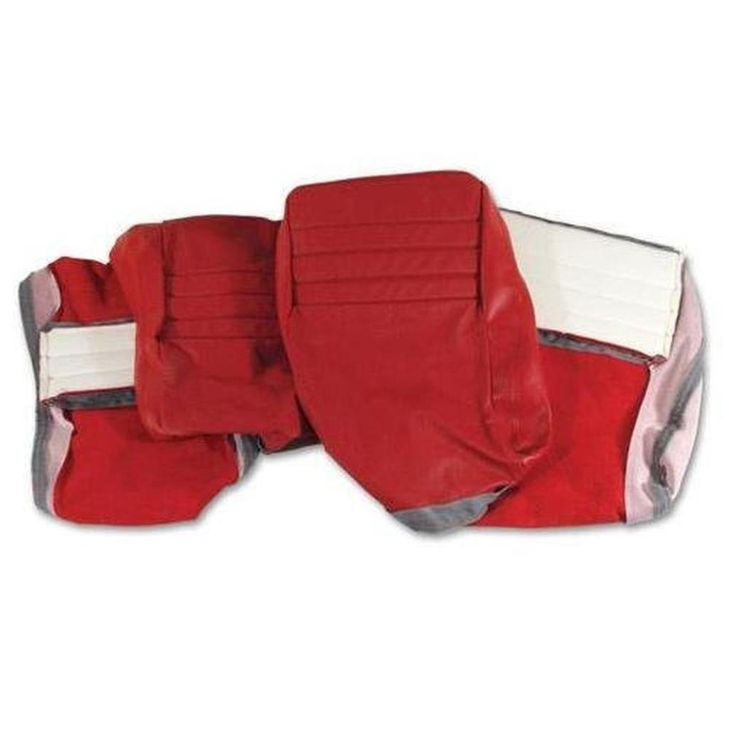Corvette Leather Seat Covers. Red Leather/Vinyl Original 2--Bolster: 1979-1981