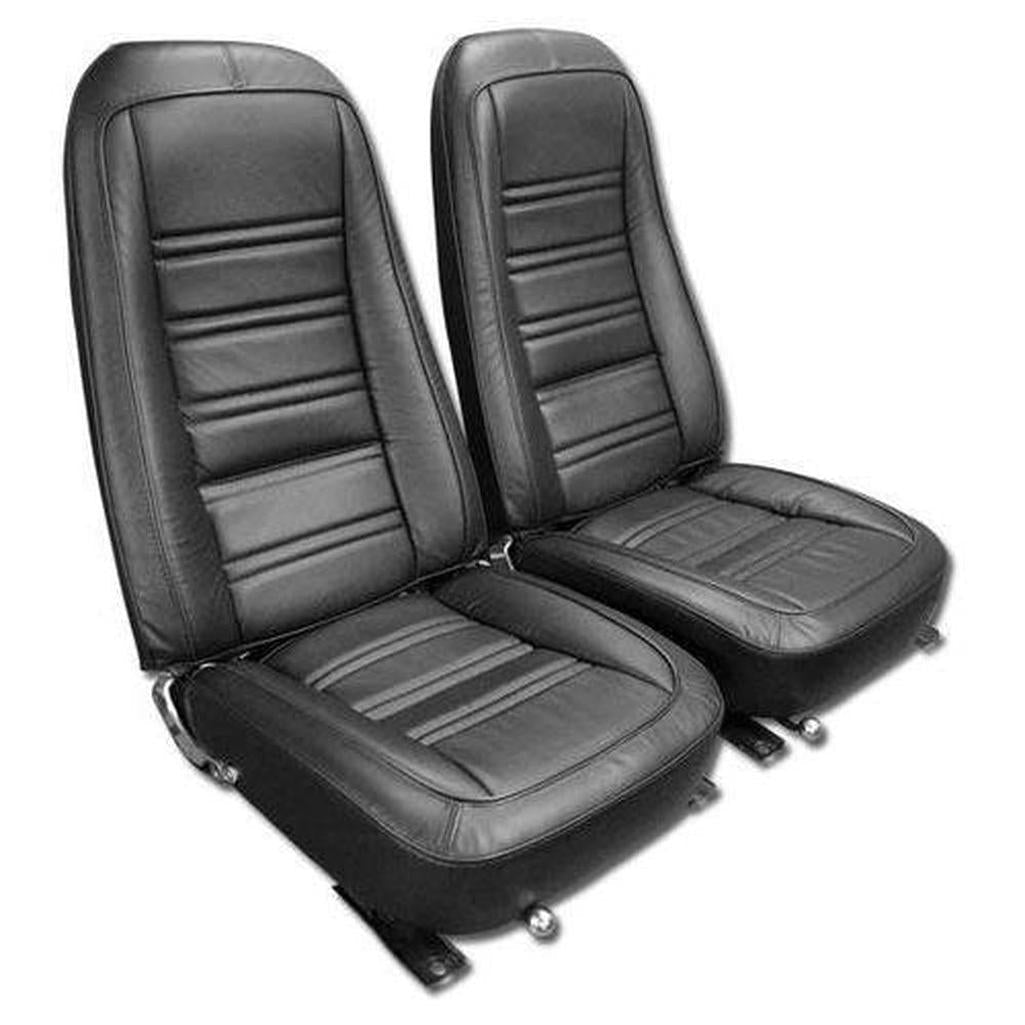 Corvette Driver Leather Seat Covers. Black Leather/Vinyl: 1976-1978