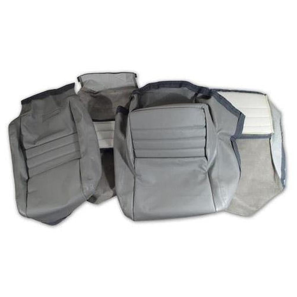 Corvette Leather Seat Covers. Gray Leather/Vinyl Original 2--Bolster: 1982