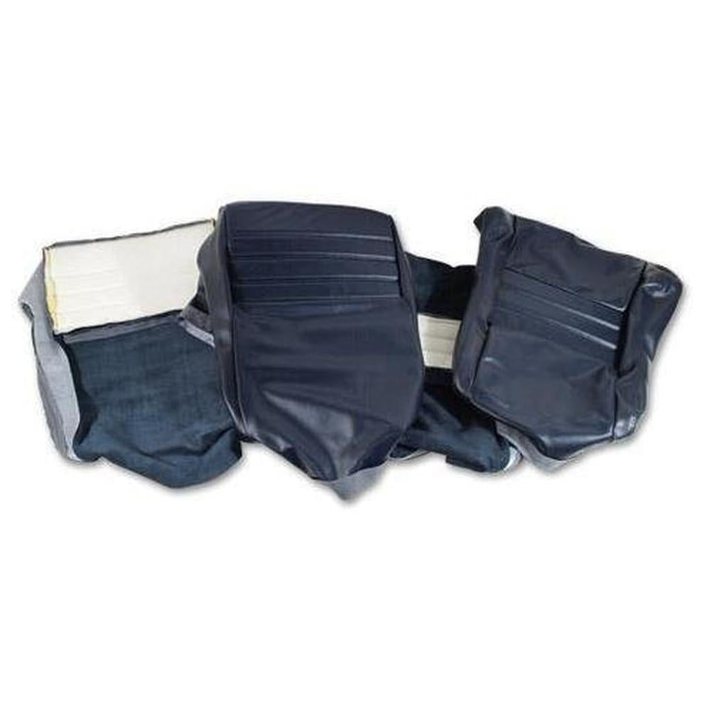 Corvette Leather Seat Covers. Dark Blue Leather/Vinyl Original 2--Bolster: 1979-1981