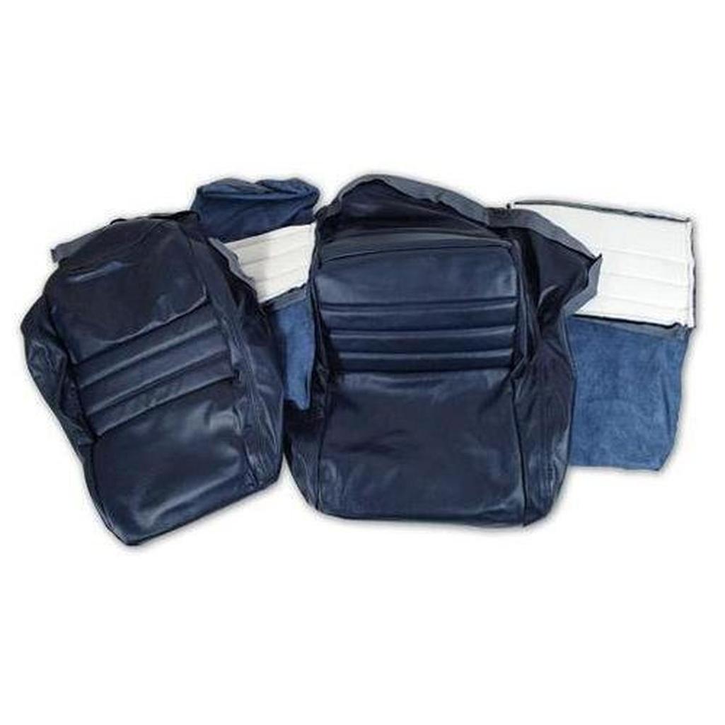 Corvette Leather Seat Covers. Dark Blue 100%-Leather 2--Bolster: 1979-1981