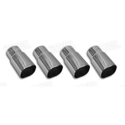 Corvette Exhaust Tips. ZR1 Style Chrome 4 Piece Set: 1985-1991