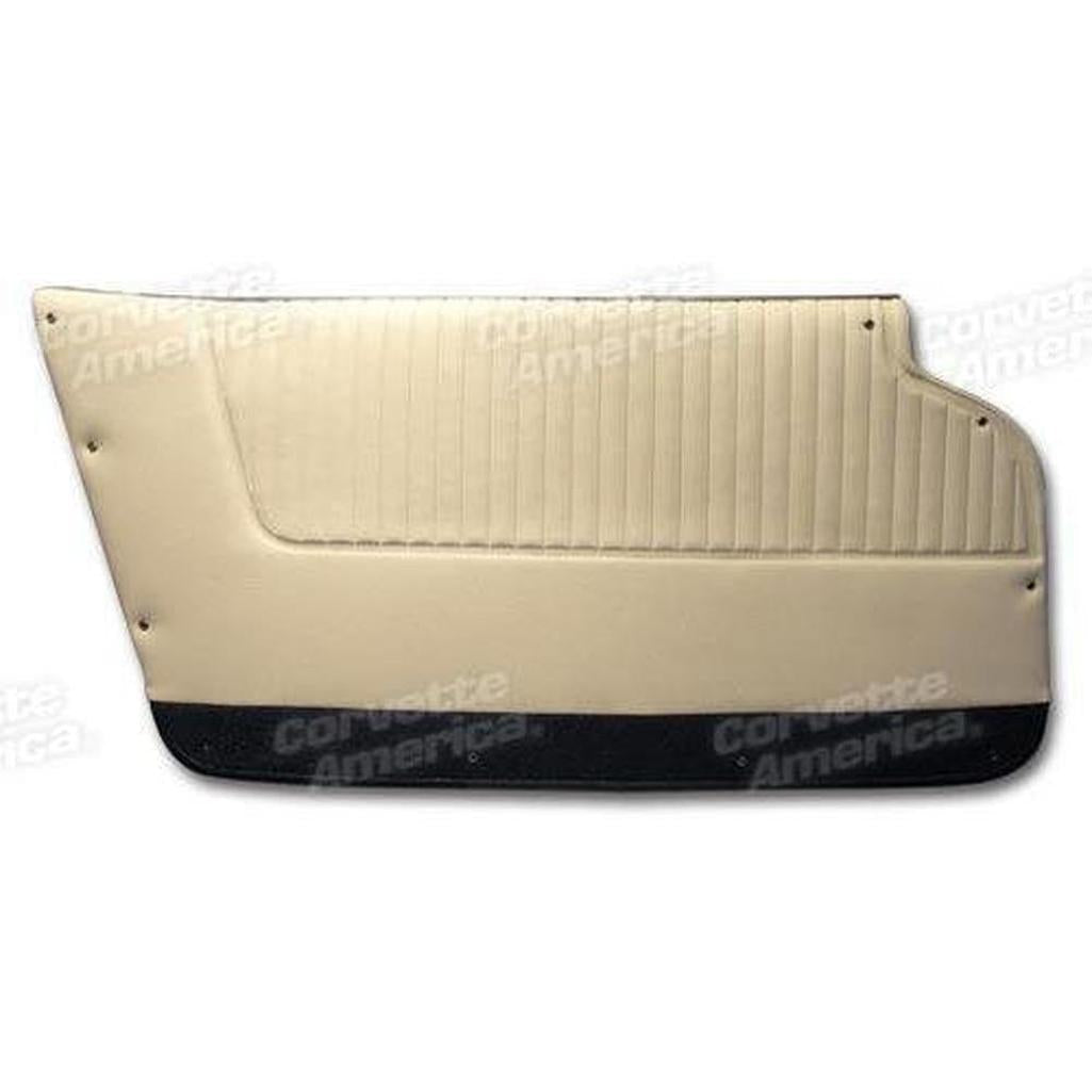 Corvette Door Panels. White With Dark Blue Carpet - Convert - With Felt: 1964