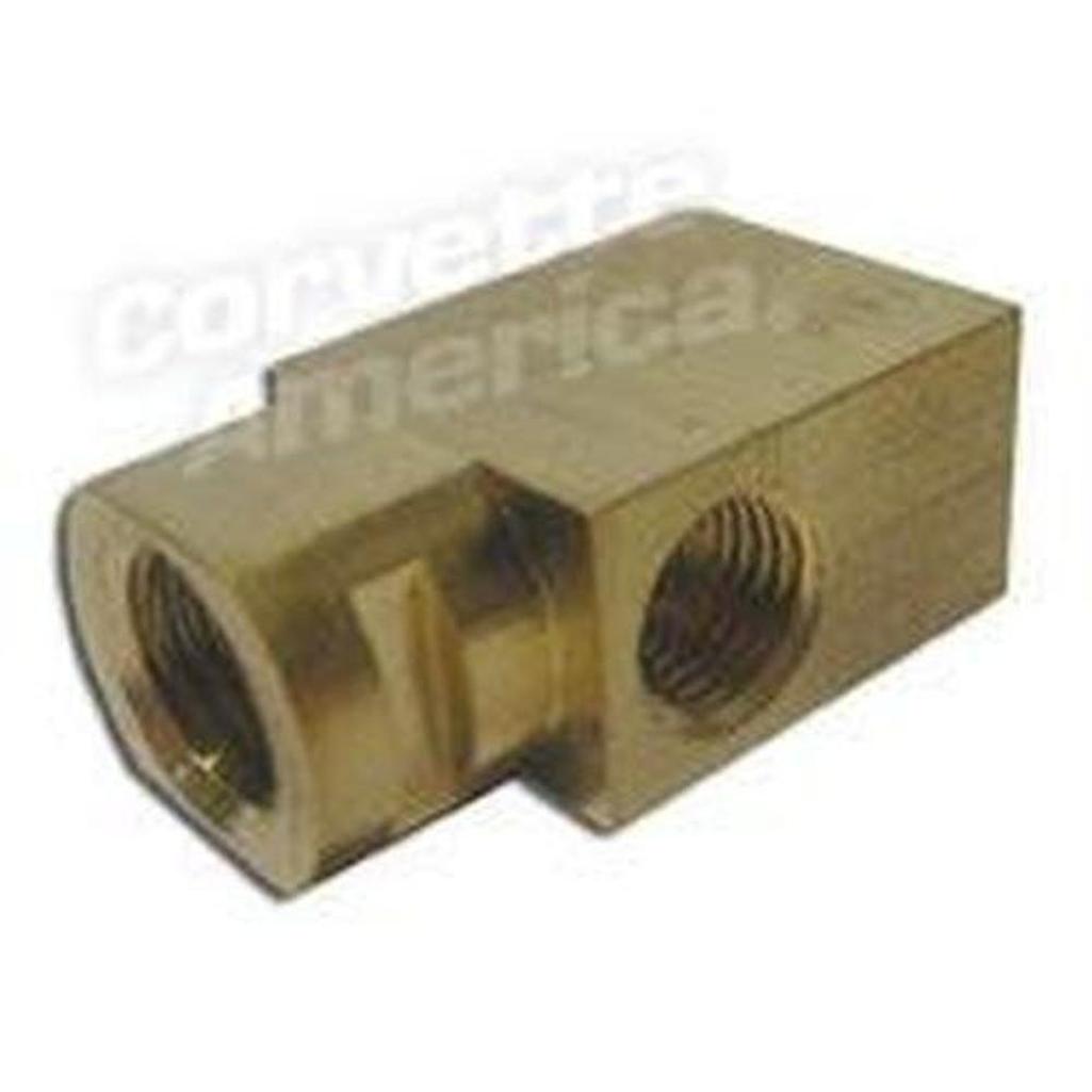 Corvette Brake Line Block. Left Rear - 65 W/Power Brake - 1/4 Inch: 1965-1982