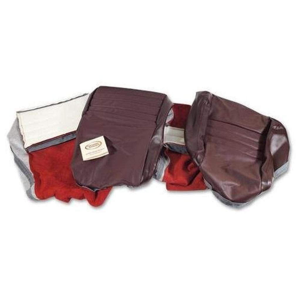 Corvette Leather Seat Covers. Claret Leather/Vinyl Original 2--Bolster: 1980