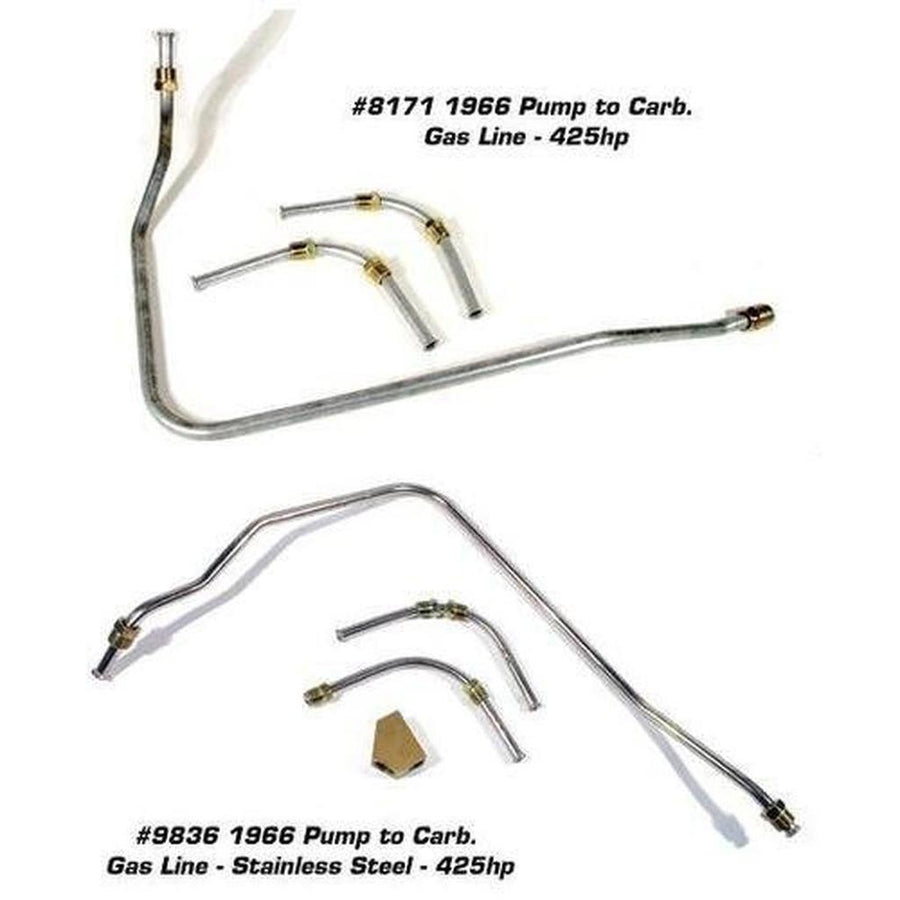 Corvette Gas Line. Pump To Carburetor 300HP TBW Chrome: 1966