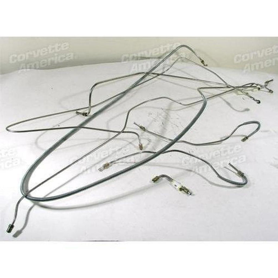 Corvette Brake Line Set. Stainless Steel W/O Power Brake 1/4 Inch: 1966
