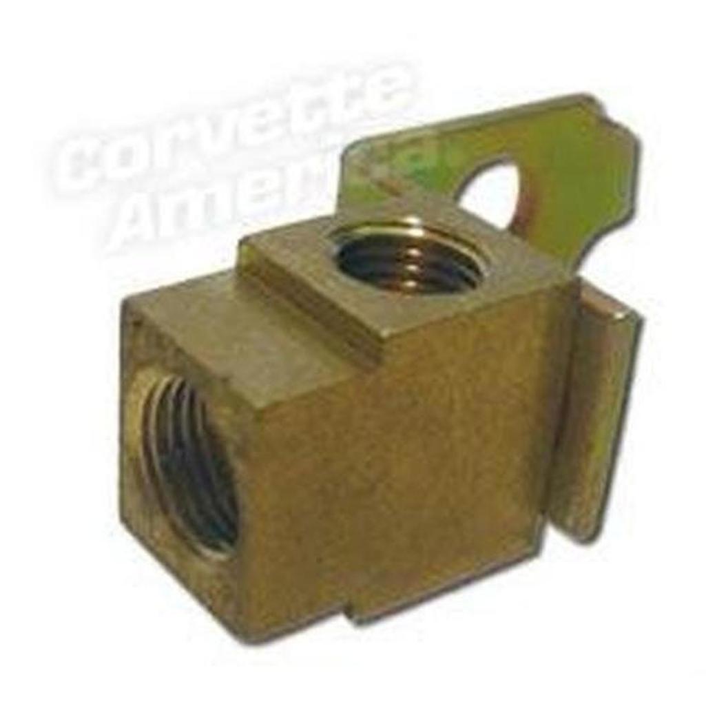 Corvette Brake Line Block. LF - 65-66 W/PB 1/4-, 67-68 All: 1965-1968