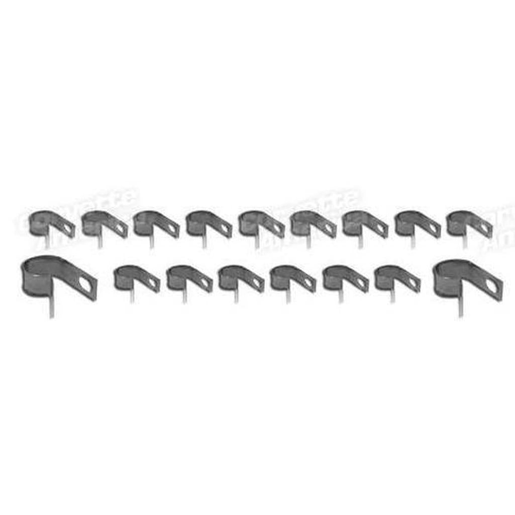 Corvette Brake & Gas Line Clamp Set. 17 Piece: 1967