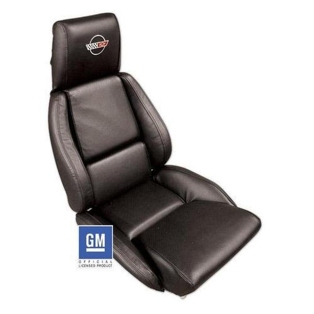Corvette Embroidered Leather Seat Covers. Red Standard: 1984-1985