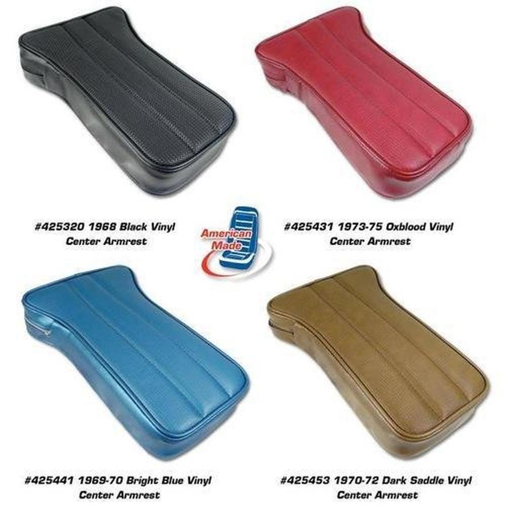 Corvette Center Armrest. Red Vinyl: 1968