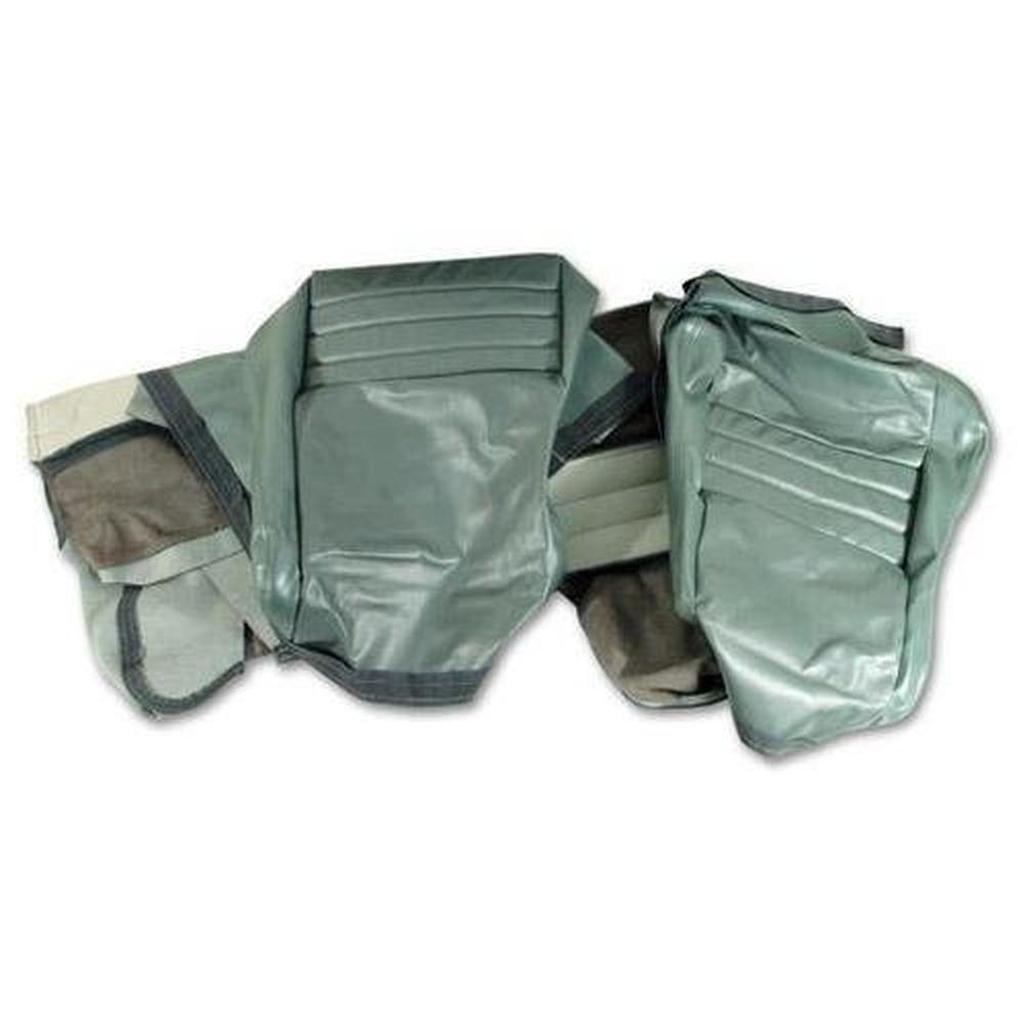 Corvette Leather Seat Covers. Silvergreen Leathr/Vinyl Original 2--Bolster: 1982