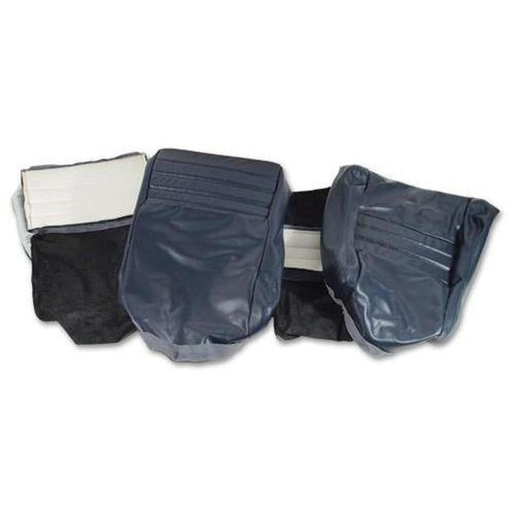 Corvette Leather Seat Covers. Dark Blue Leather/Vinyl Original 2--Bolster: 1982