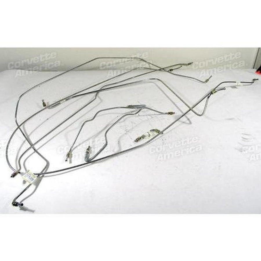 Corvette Brake Line Set. Stainless Steel W/O Power Brake 3/16 Inch: 1965