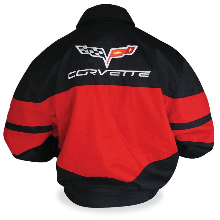 Corvette Color Block Twill Jacket w/C6 Emblem - Red/Black : 2005-2013 C6 XXL