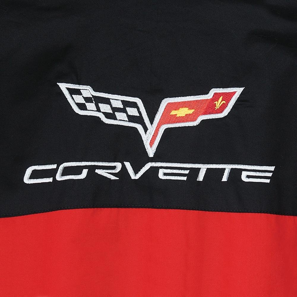 Corvette Color Block Twill Jacket w/C6 Emblem - Red/Black : 2005-2013 C6 XXL
