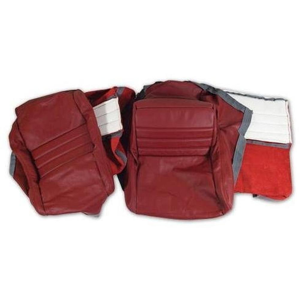 Corvette Leather Seat Covers. Red 100%-Leather 2--Bolster: 1982
