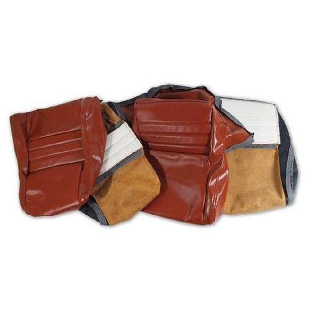 Corvette Leather Seat Covers. Cinnabar Leather/Vinyl Original 2--Bolster: 1981