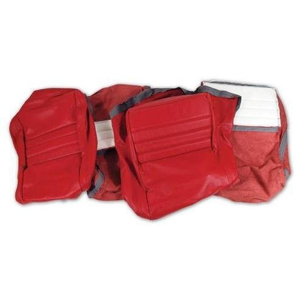 Corvette Leather Seat Covers. Red 100%-Leather 2--Bolster: 1979-1981