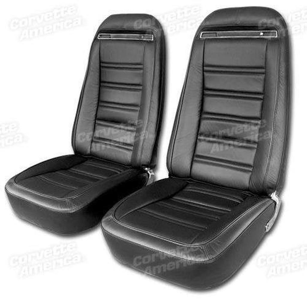 Corvette Driver Leather Seat Covers. Black Leather/Vinyl: 1972
