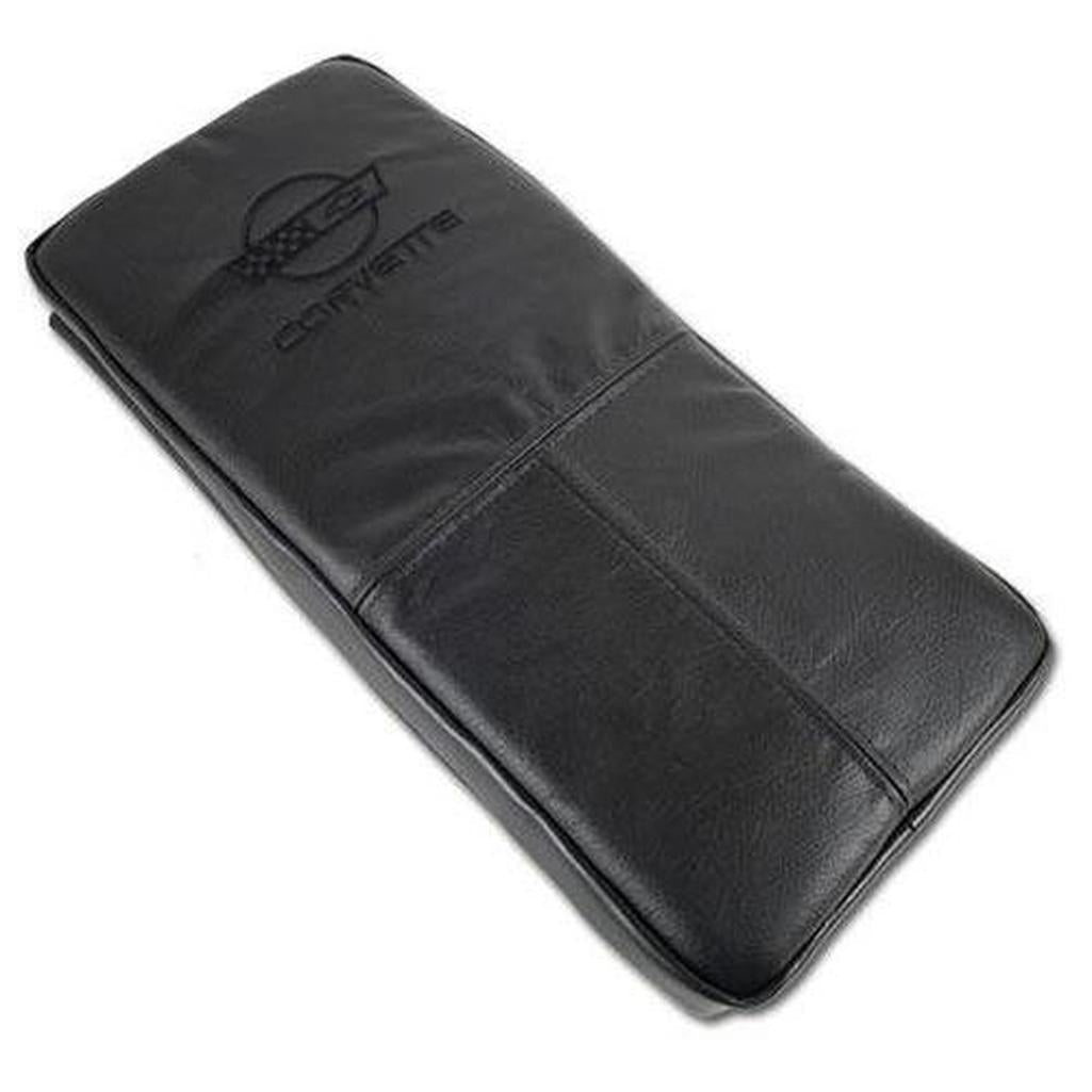 Corvette Console Cushion. Black With Logo: 1990-1996