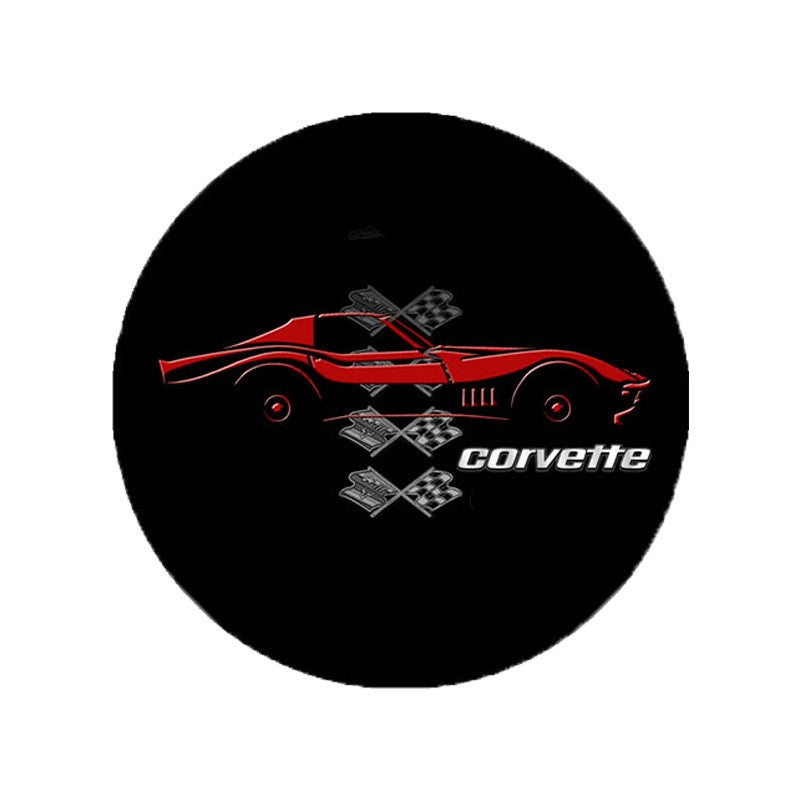 C3 Corvette 1969 Stingray Outline w/Flags T-shirt : Black