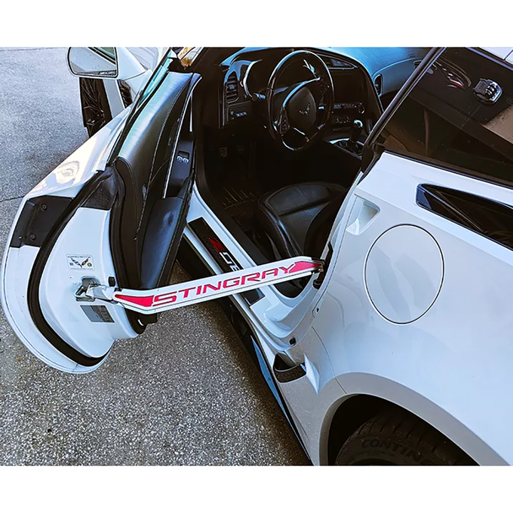 Corvette Door Prop Polished/Brushed Stainless 'Stingray' w/ Choice of Carbon Fiber Inlay - 2014-2019 C7