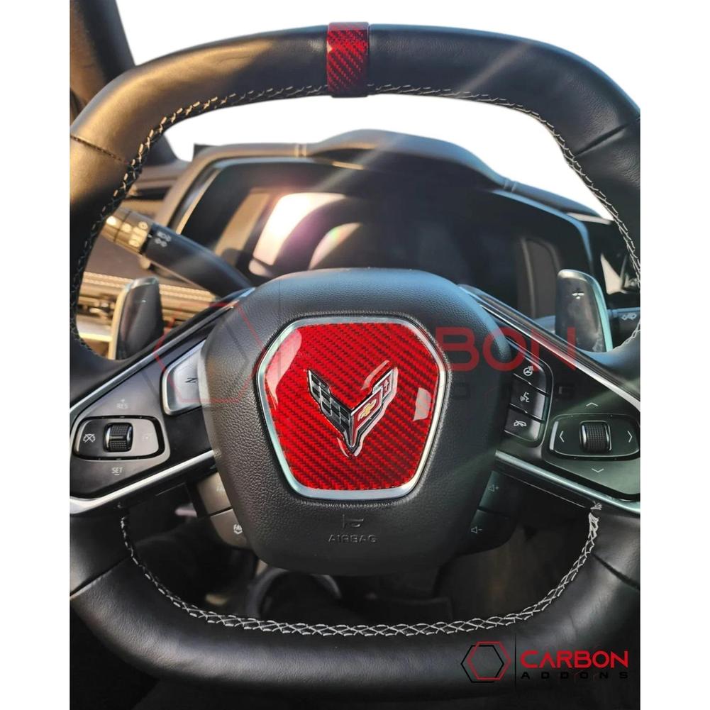 C8 2020+ Chevy Corvette Steering Wheel Airbag Center Carbon Fiber Cover