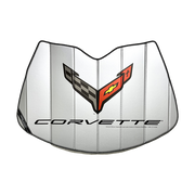 Corvette Logo Accordion Style Sunshade - Insulated Silver : C8 Stingray, Z51,Sun Shade