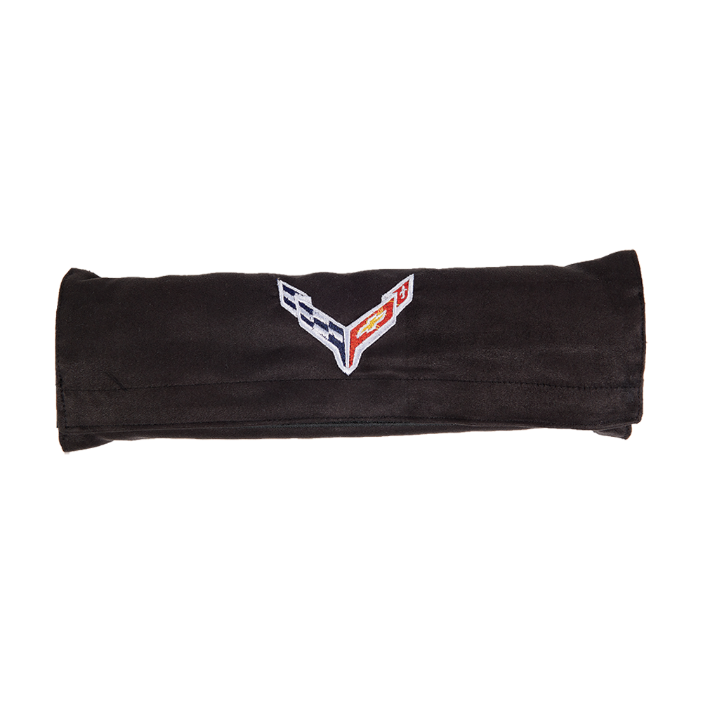 C8 Corvette Seatbelt Cover with Flags - Black,[Single,Misc Interior
