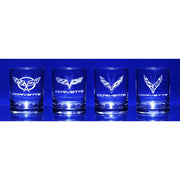 Corvette Glassware Engraved Generations C5-C8 : 13.5 oz. Set of 4,Glassware & Mugs