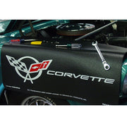 C5 Corvette Original Fender Gripper Mat with Crossed Flags Logo - 34" x 22" : Black,Exterior Accessories