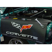 C6 Corvette Original Fender Gripper Mat with Crossed Flags Logo - 34" x 22" : Black,Exterior Accessories