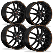 C5 C6 Corvette Wheel Package - SR1 APEX Gloss Black W/ Orange Pinstripe Set (97-13 C5 / C5 Z06 / C6),Wheels & Tires