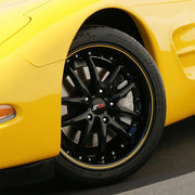 C5 C6 Corvette Wheel Package - SR1 APEX Gloss Black W/ Yellow Pinstripe Set (97-13 C5 / C5 Z06 / C6),Wheels & Tires