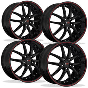 C5 C6 Corvette Wheel Package - SR1 APEX Gloss Black With Red Pinstripe (97-12 C5 / C5 Z06 / C6),Wheels & Tires