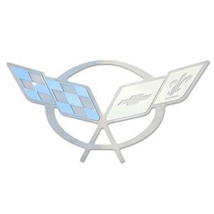 C5 Corvette Crossed Flags Hood Panel Badge,Engine