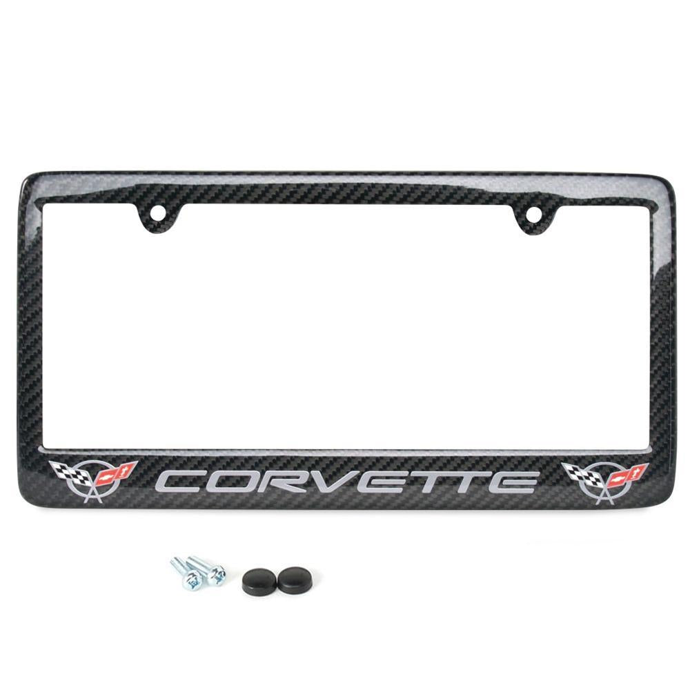 C5 Corvette script with w/Double Logo License Plate Frame - Carbon ...