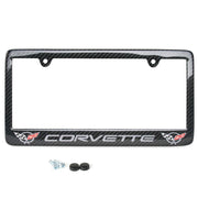 C5 Corvette script with w/Double Logo License Plate Frame - Carbon Fiber,Exterior