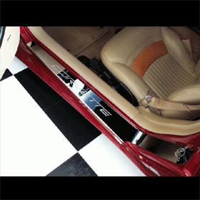 C5 Corvette Stainless Steel Etched Door Sill Inserts - Polished (97-04 C5 / C5 Z06),Interior