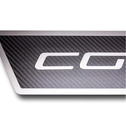 C6 Corvette Door Sill Plates - Stainless Steel Corvette Script with Carbon Fiber Overlay,Interior